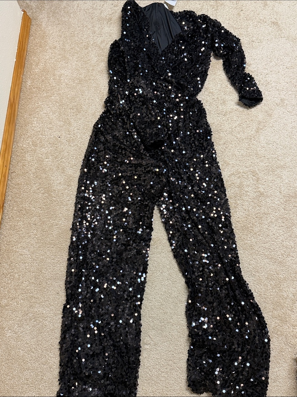 H&M Black Sequin Wrap Jumpsuit